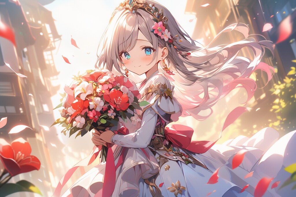 灰髪でドレスの少女