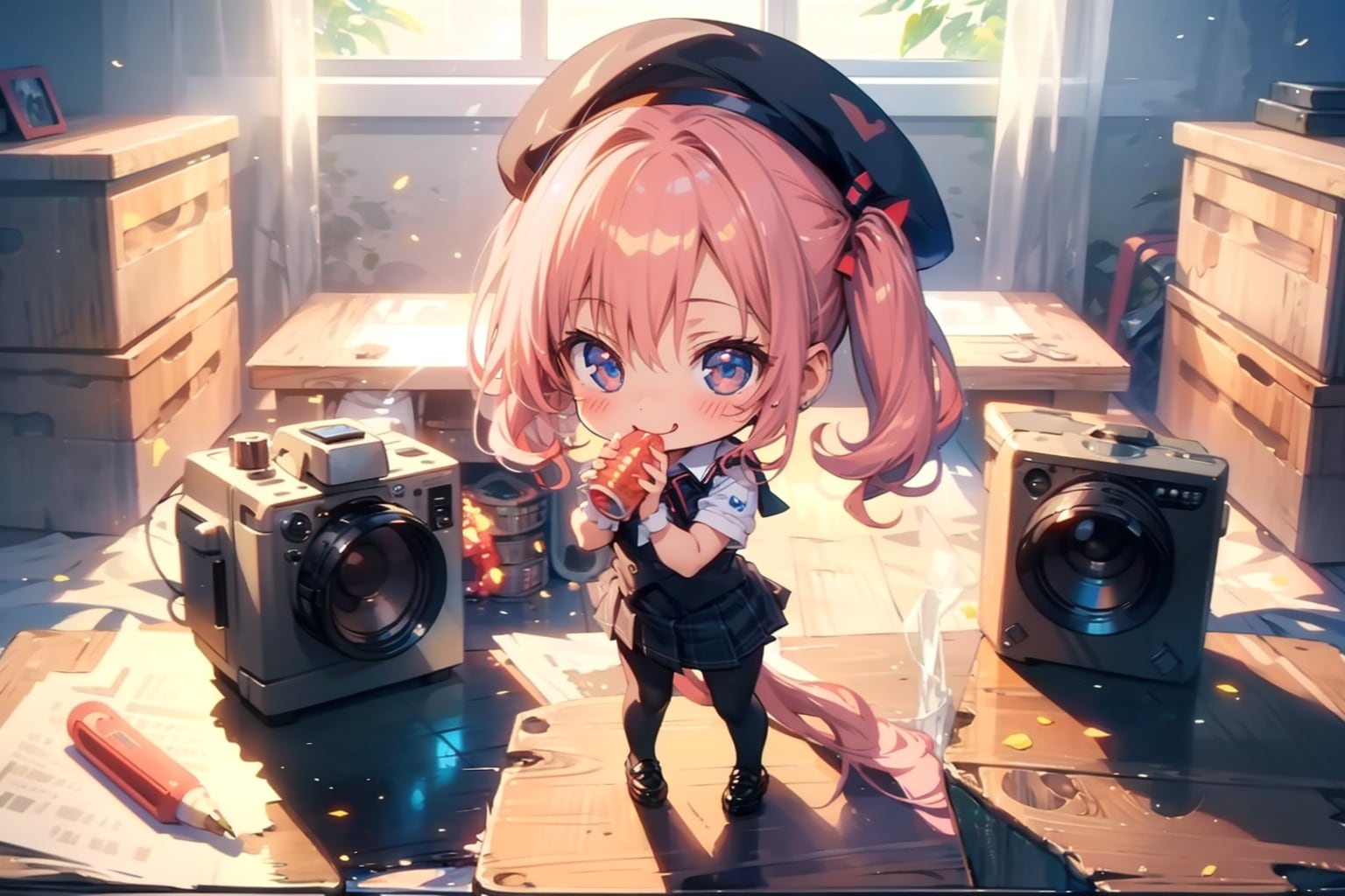 鉛筆と、カメラとちびちゃん。
