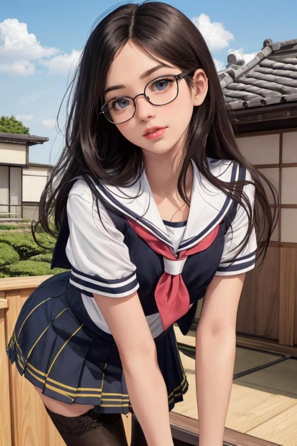 黒髪メガネ女子高生
