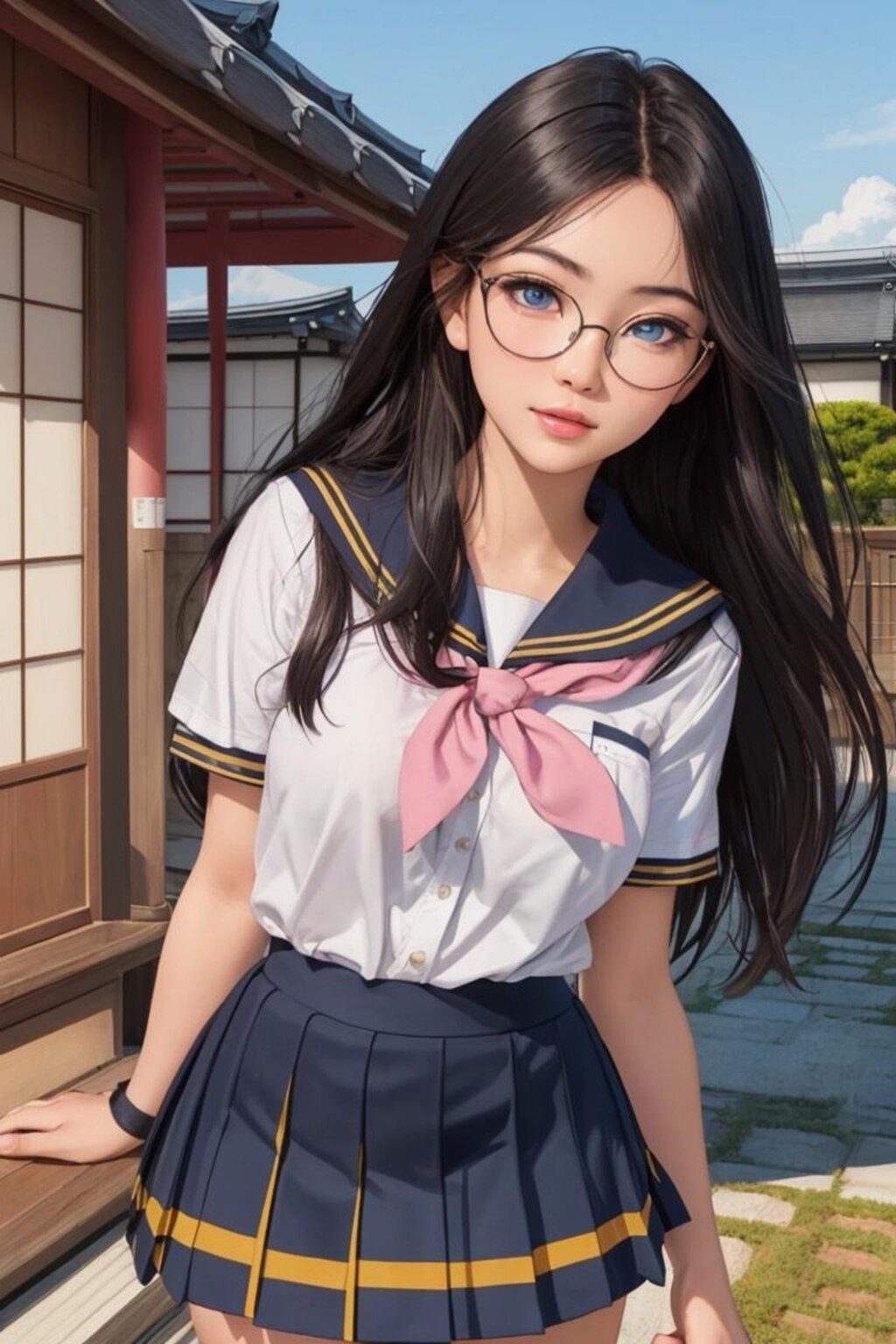 黒髪メガネ女子高生