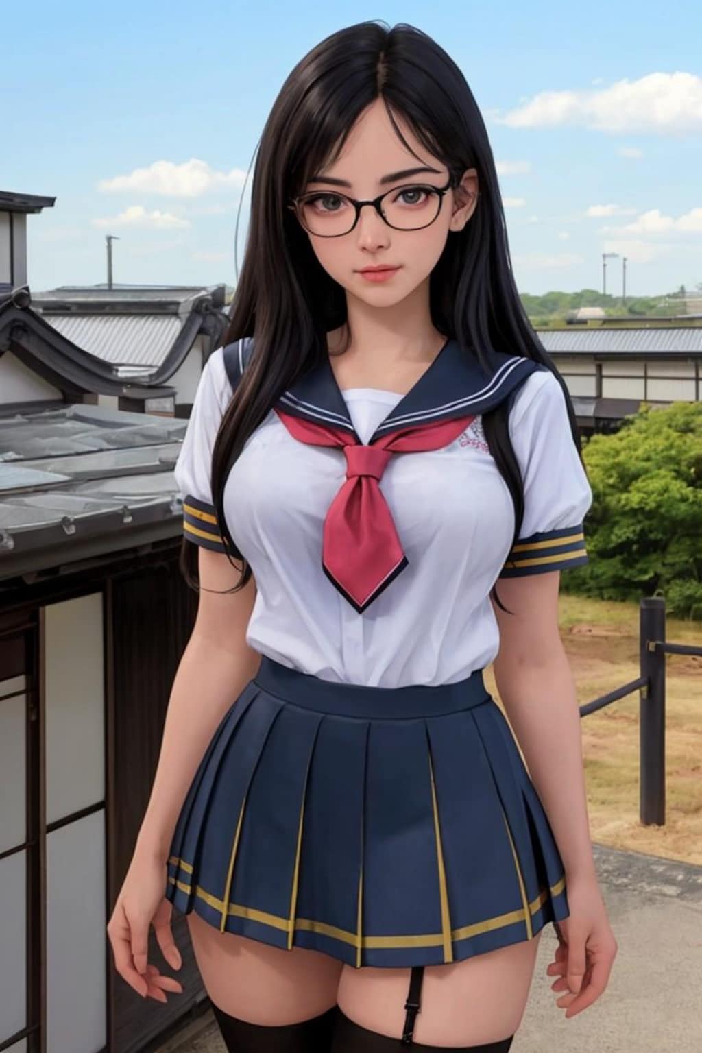 黒髪メガネ女子高生
