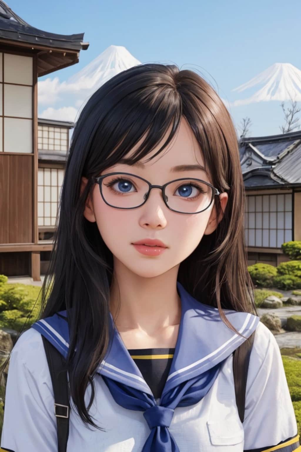 黒髪メガネ女子高生