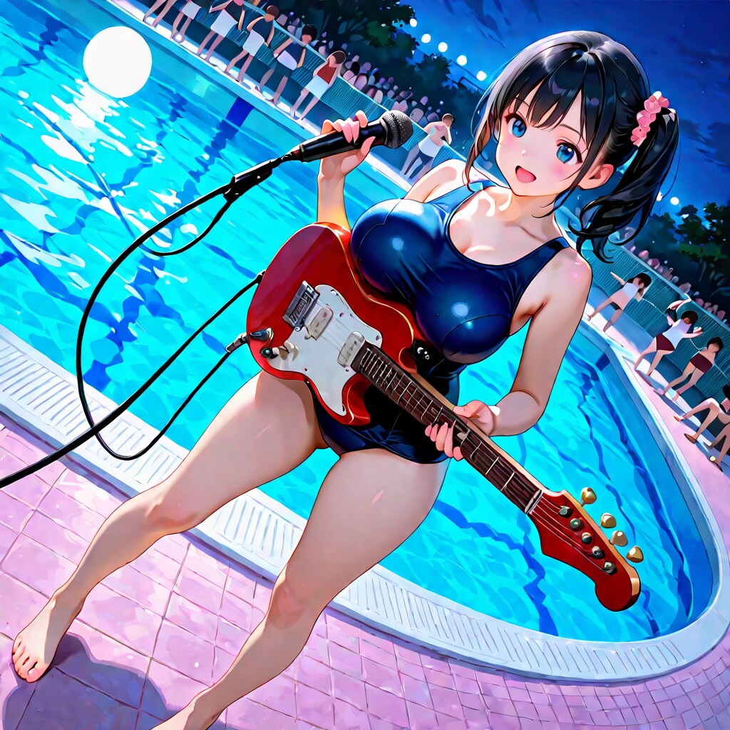 サイドポニテ巨乳ちゃん、スク水オブロック！
