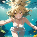 湖夏ちゃんと白い水着 4枚目