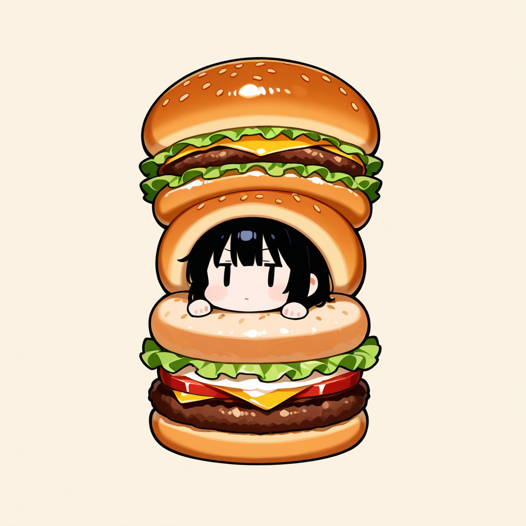 ハンバーガーに挟まる