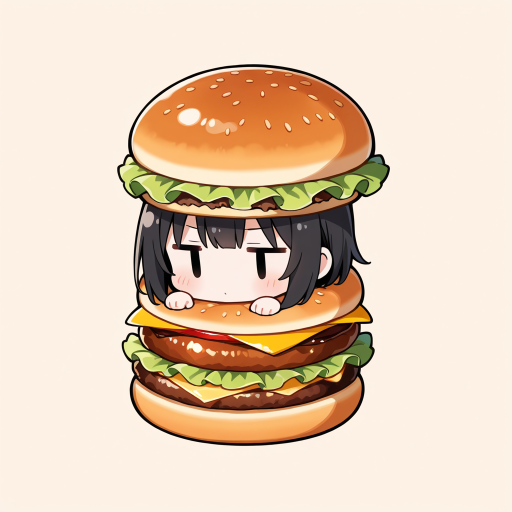 ハンバーガーに挟まる