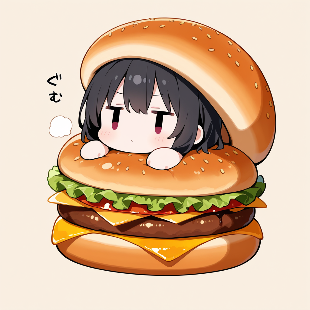 ハンバーガーに挟まる