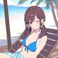 Girl sits on beach chair 2 3枚目