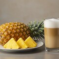 デザートのパイナップルとカフェオレのセット 3枚目