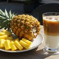 デザートのパイナップルとカフェオレのセット 2枚目