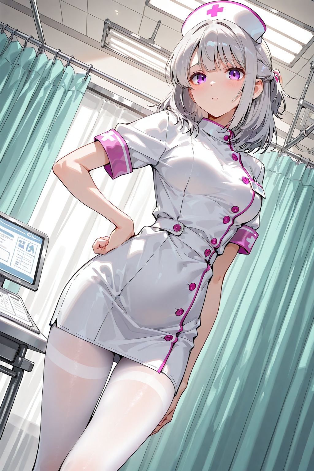 (1287)銀髪ちゃんナース