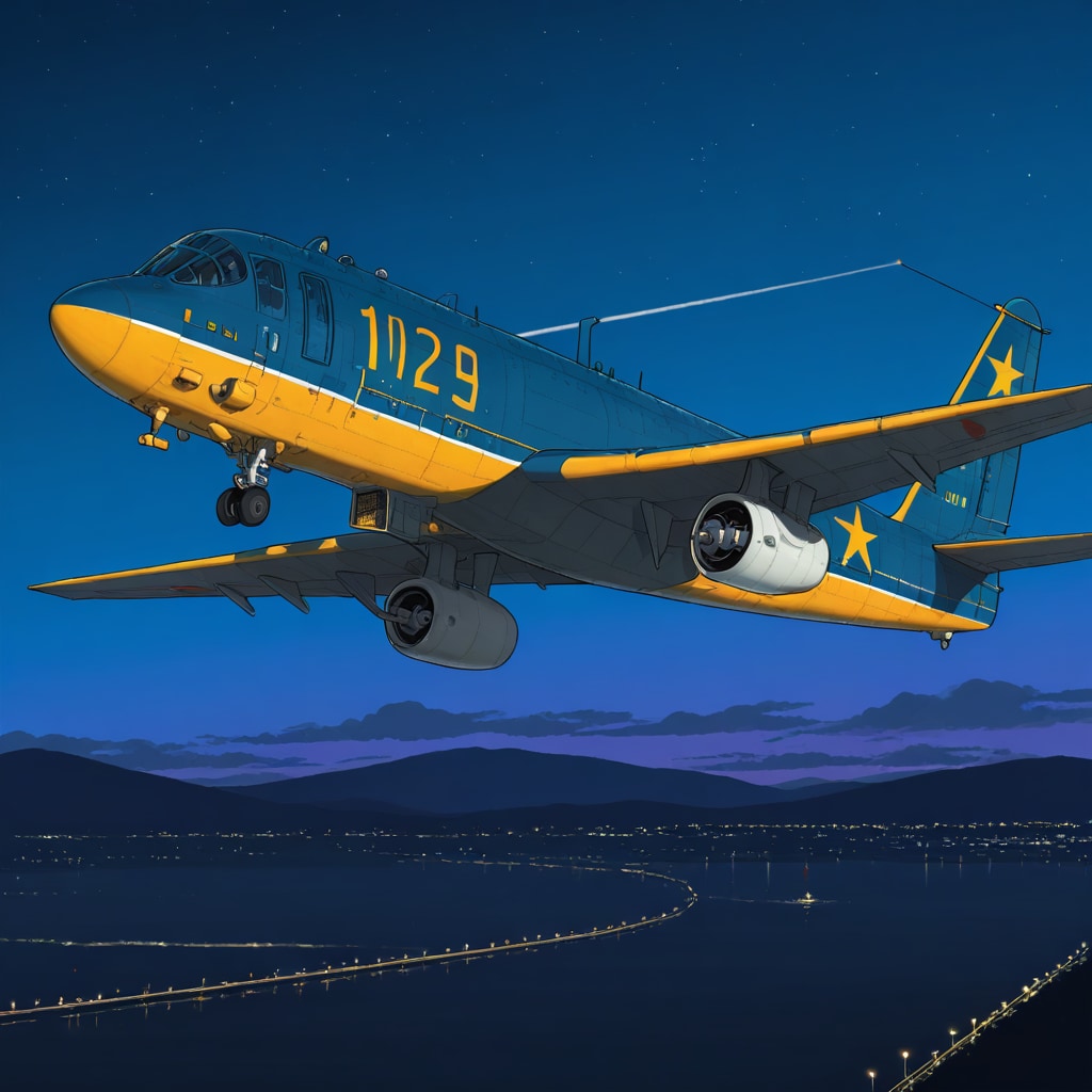 Airliners night sky