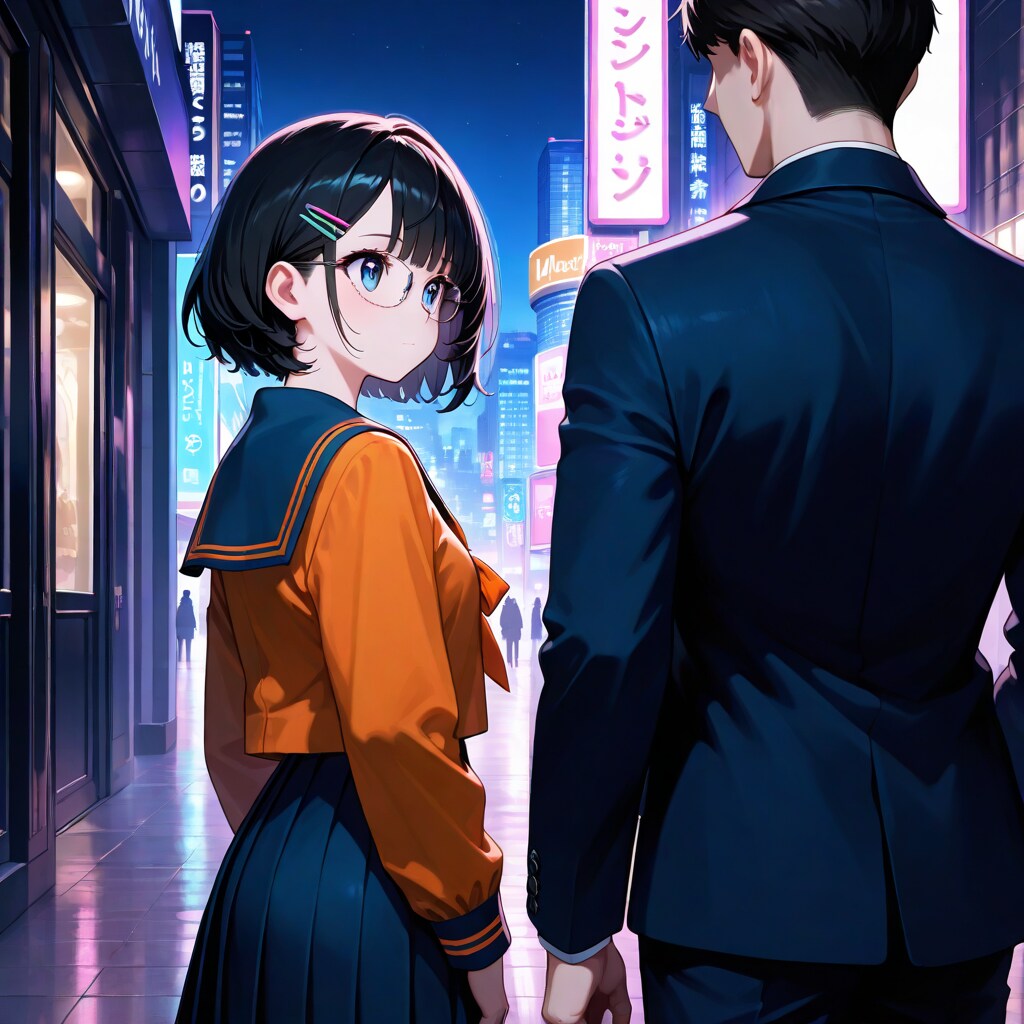 夜の街の眼鏡のふーかさん | の人気AIイラスト・グラビア