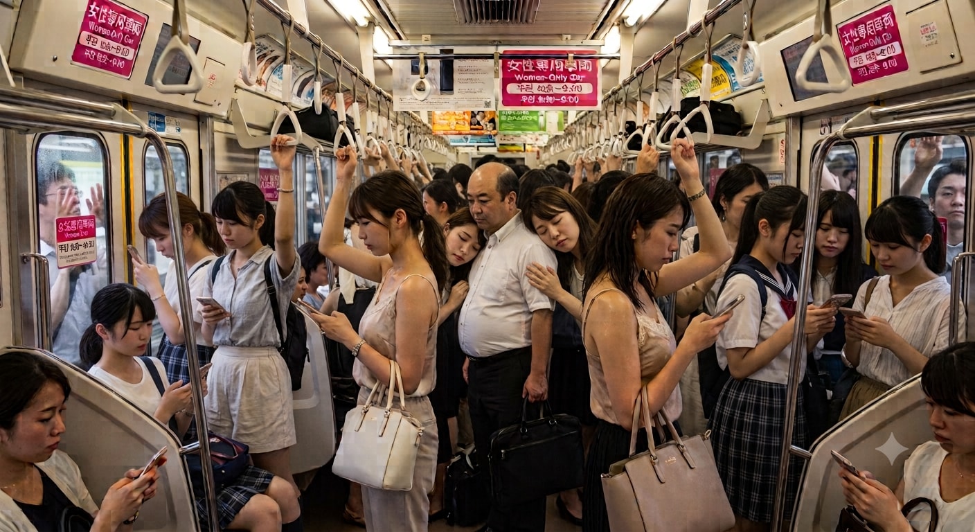 真夏の通勤電車