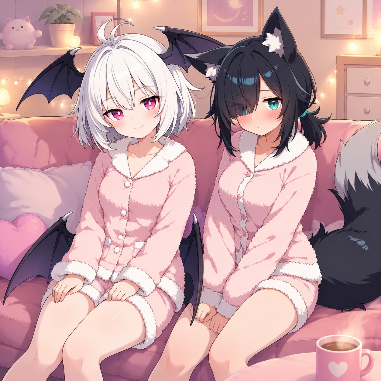 おそろいの部屋着🦇🐺 | の人気AIイラスト・グラビア