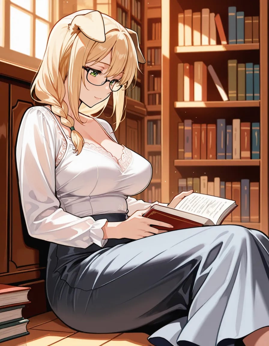 今日のわん娘 #37 「本を読むわん娘」 | の人気AIイラスト・グラビア