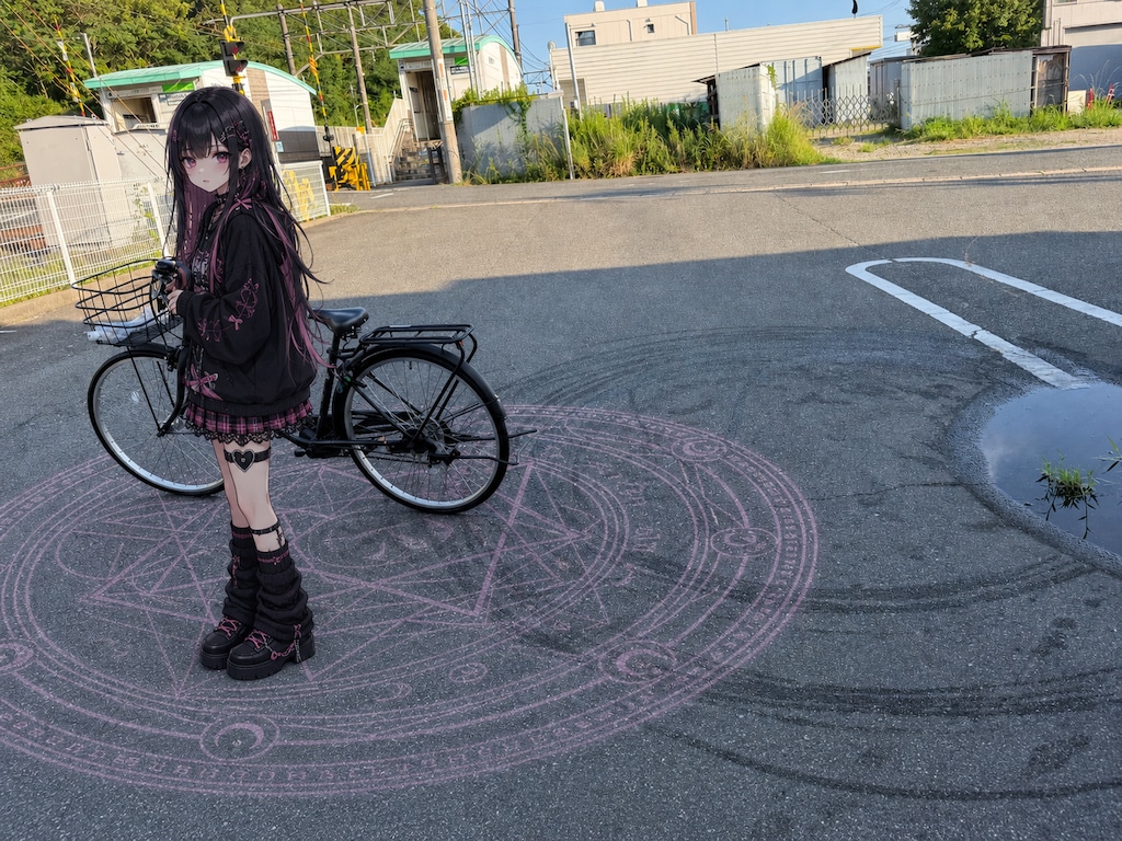 現実世界と二次元世界が織り成すイラスト