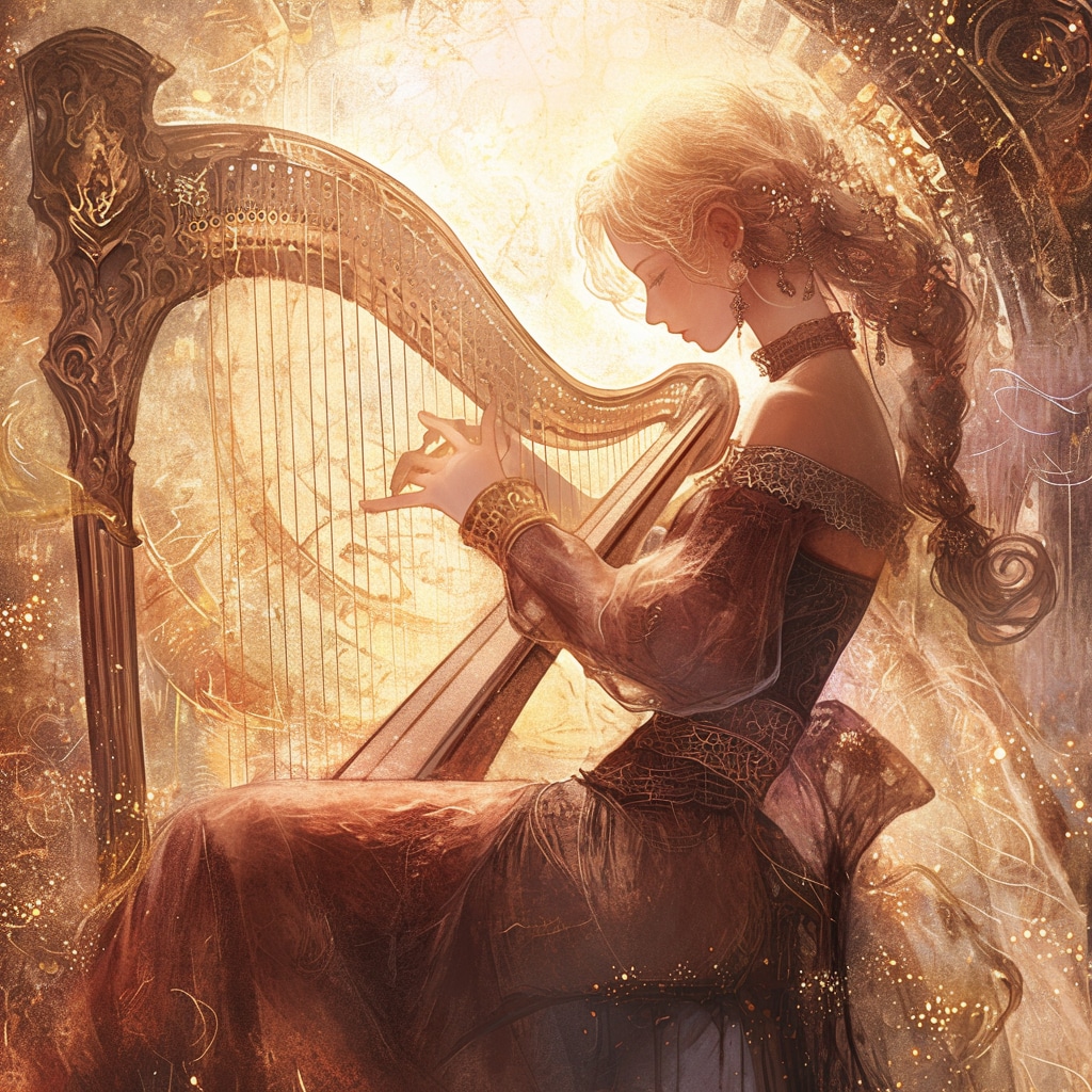 ハープを奏でる