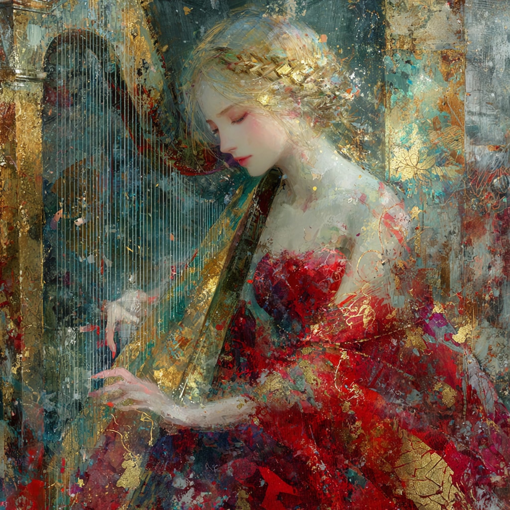 ハープを奏でる