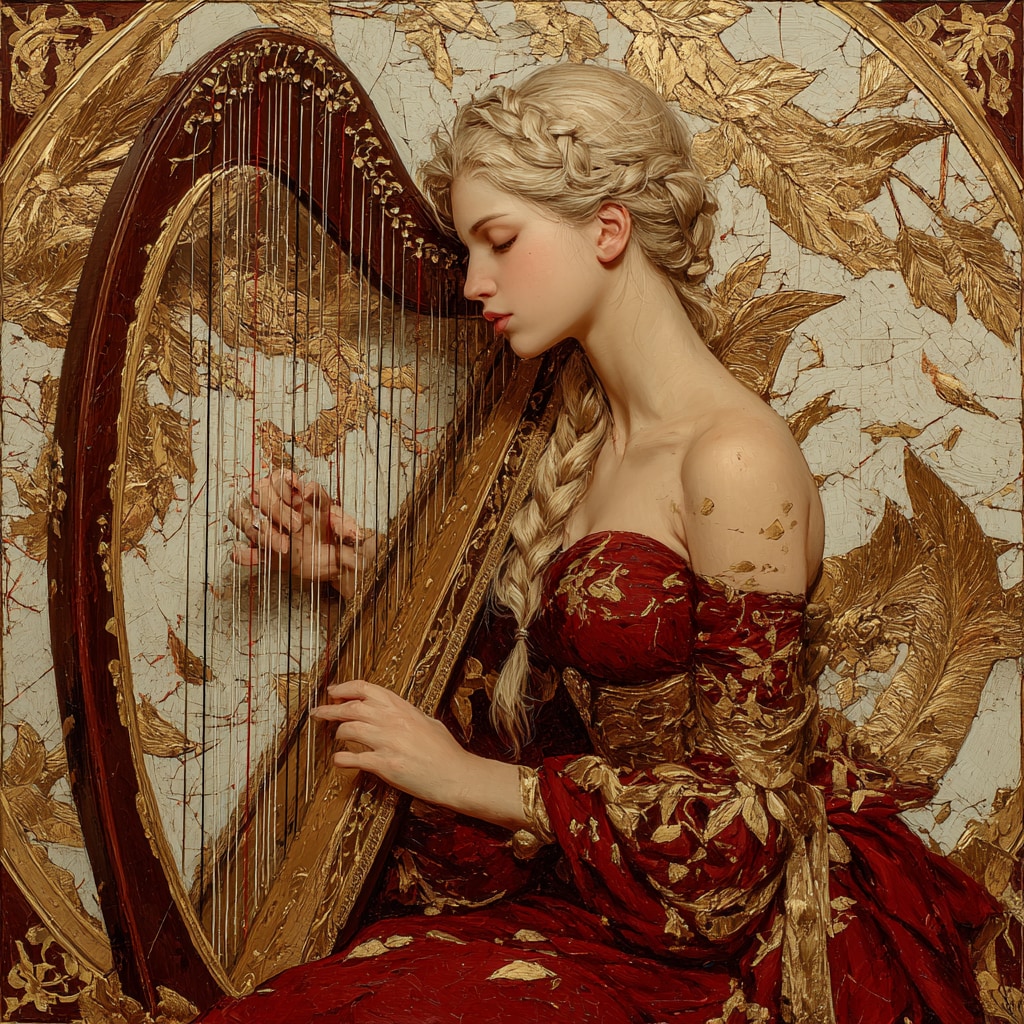 ハープを奏でる