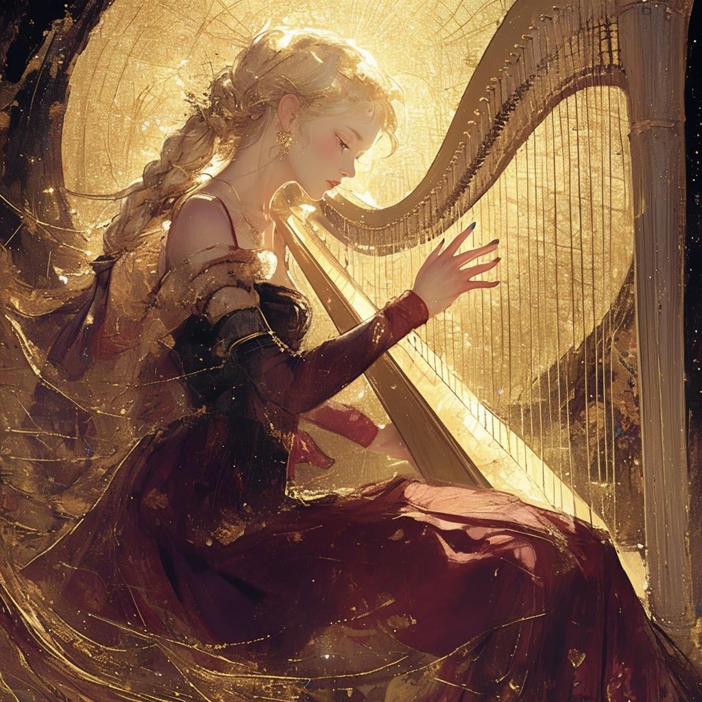 ハープを奏でる