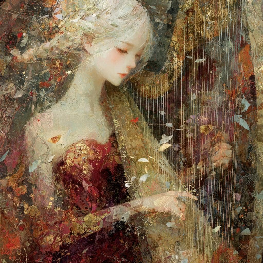 ハープを奏でる