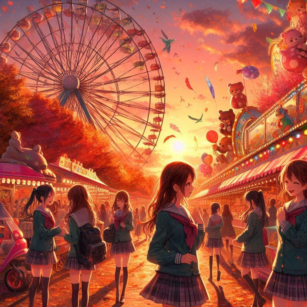 秋の遊園地