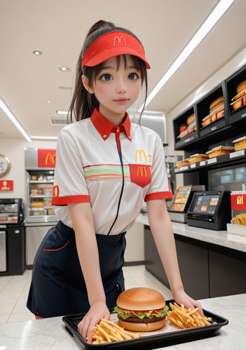 ファーストフードのおねぇさん