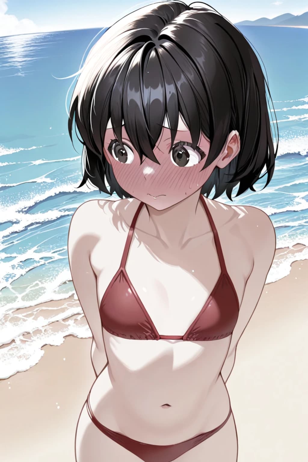 真っ赤なビキニの女の子