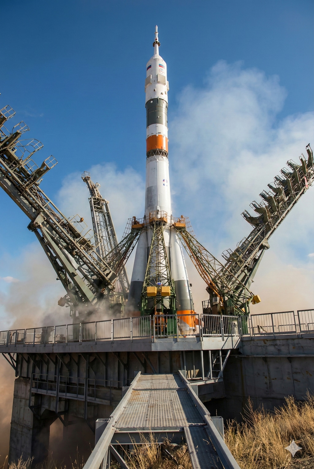 打ち上げ間近のロシアのロケット