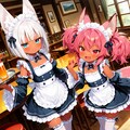 ウエイトレス白狐ちゃんと桃狐ちゃん 2枚目