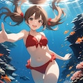 絵海ちゃんと紅い水着 2枚目