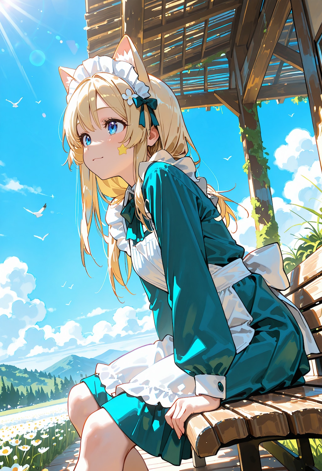 青空とベンチ
