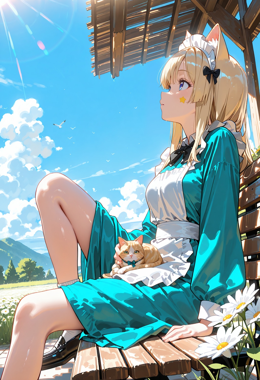 青空とベンチ
