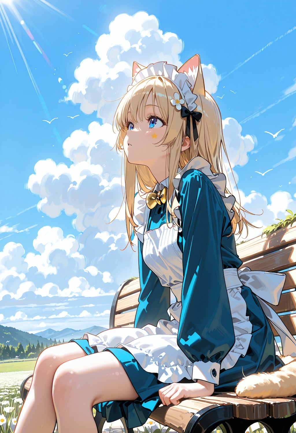 青空とベンチ