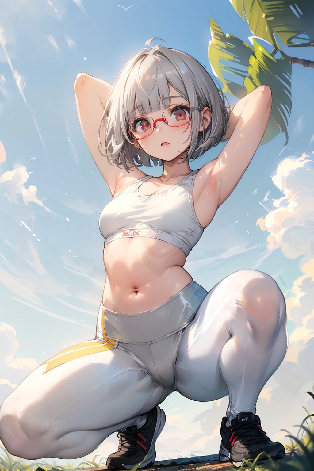 スポーツウェアの眼鏡っ娘