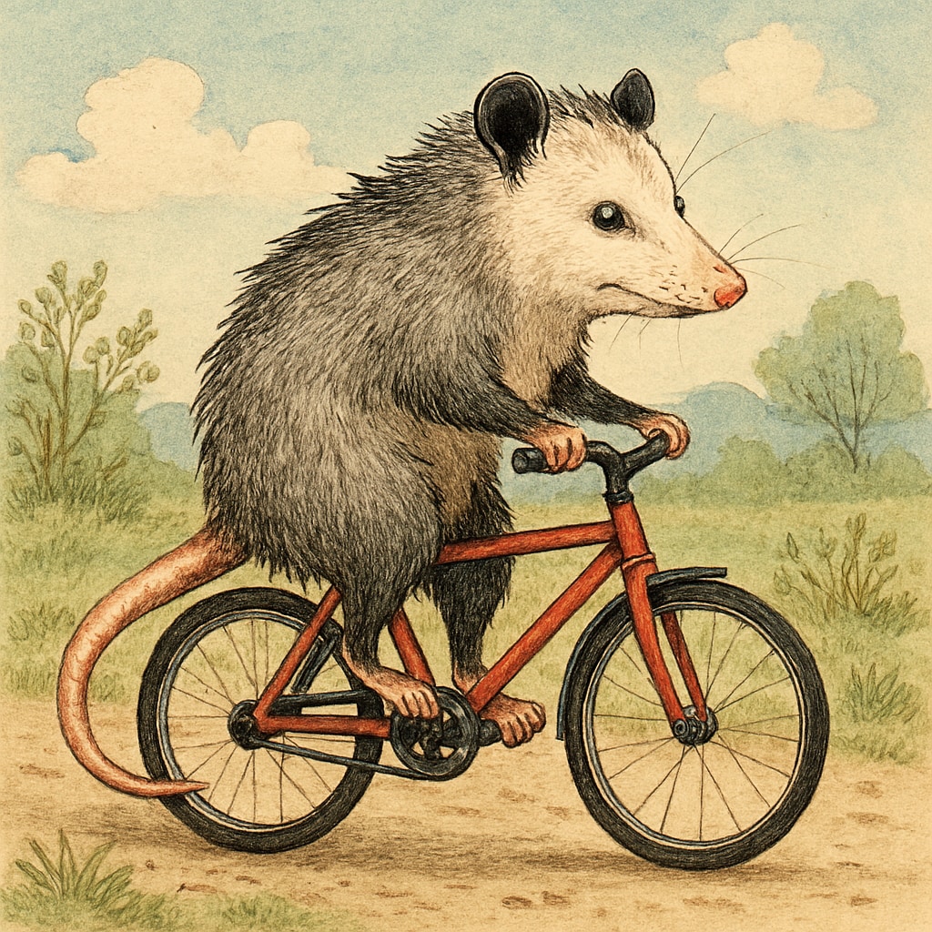 [張り紙のコメント見たよ]自転車に乗ってるオポッサム
