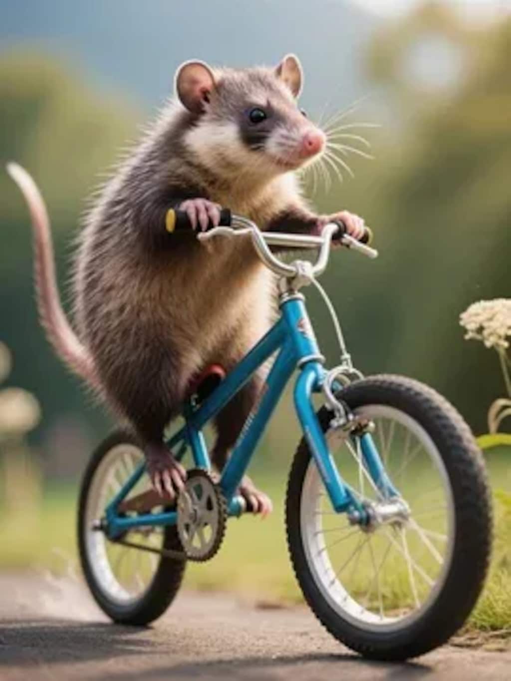 [張り紙のコメント見たよ]自転車に乗ってるオポッサム