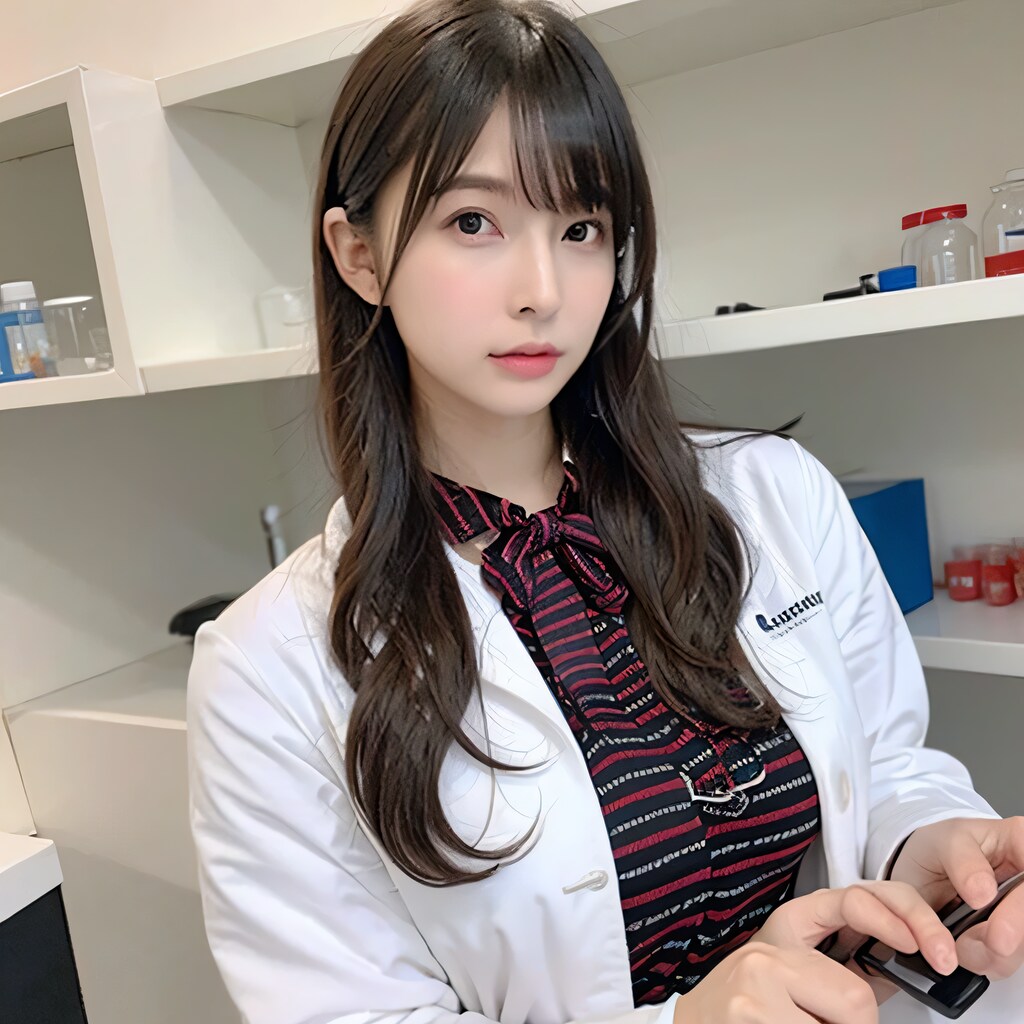 黒髪ロングで白衣の美女１０８