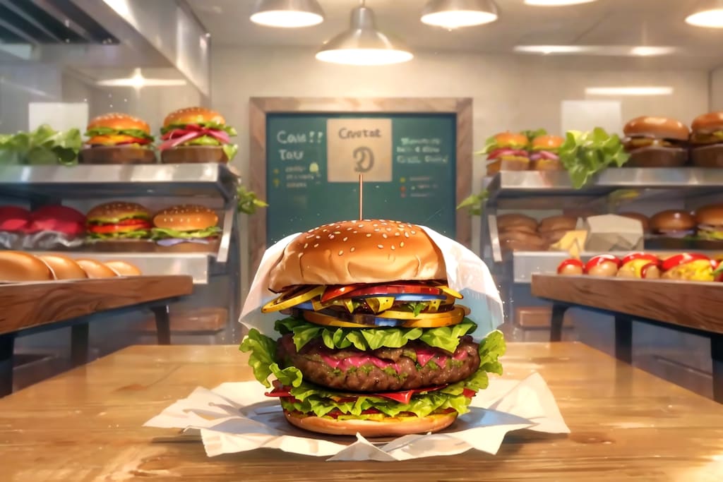 朝ごはんにハンバーガーストライク