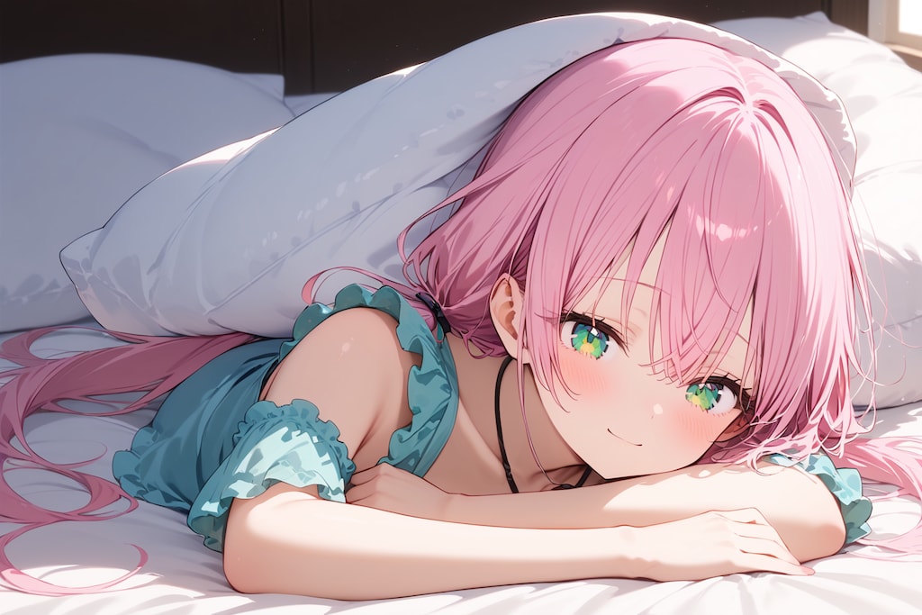 寝顔を見つめる桃花