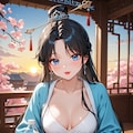 漢服の葵さんと宮殿でのお茶会(PixAI版) 4枚目