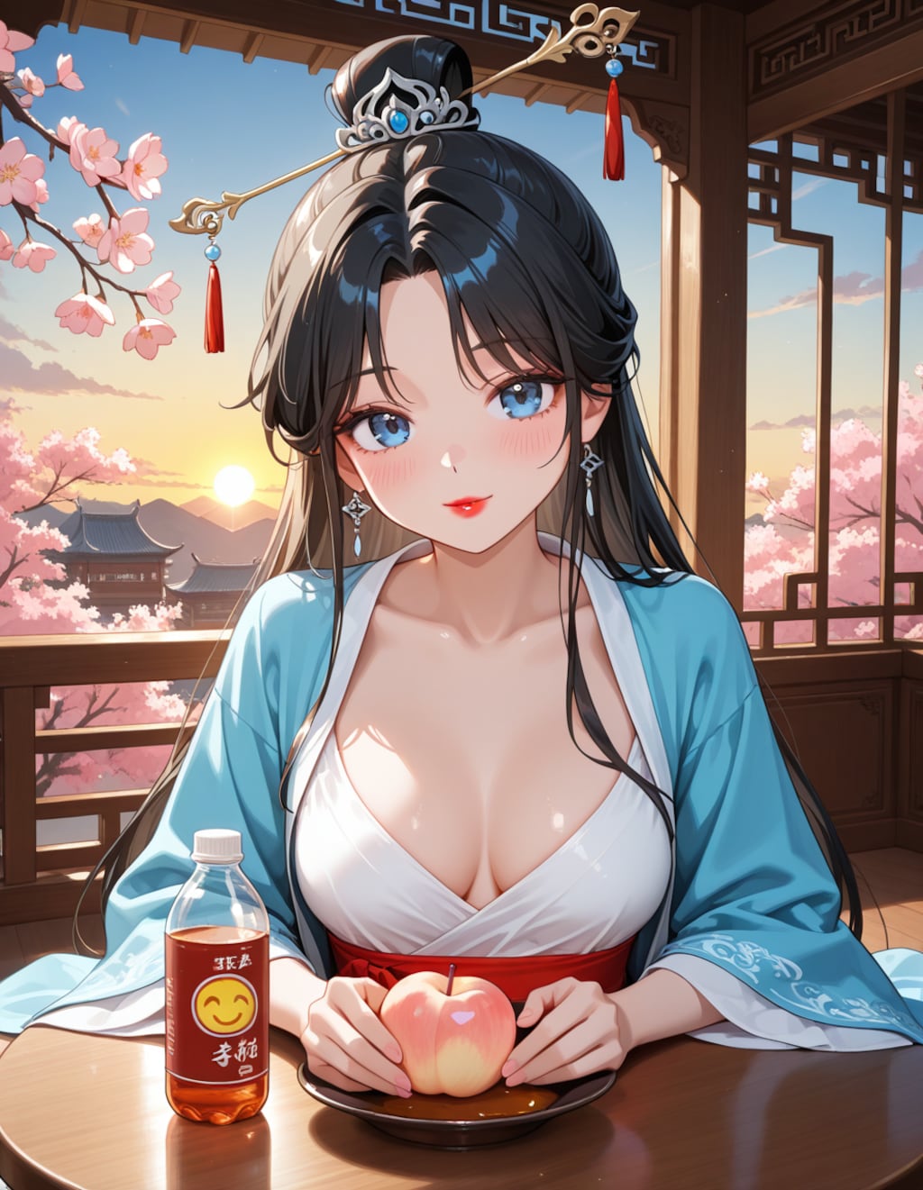 漢服の葵さんと宮殿でのお茶会(PixAI版)