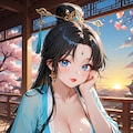 漢服の葵さんと宮殿でのお茶会(PixAI版) 2枚目