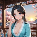 漢服の葵さんと宮殿でのお茶会(PixAI版) 3枚目