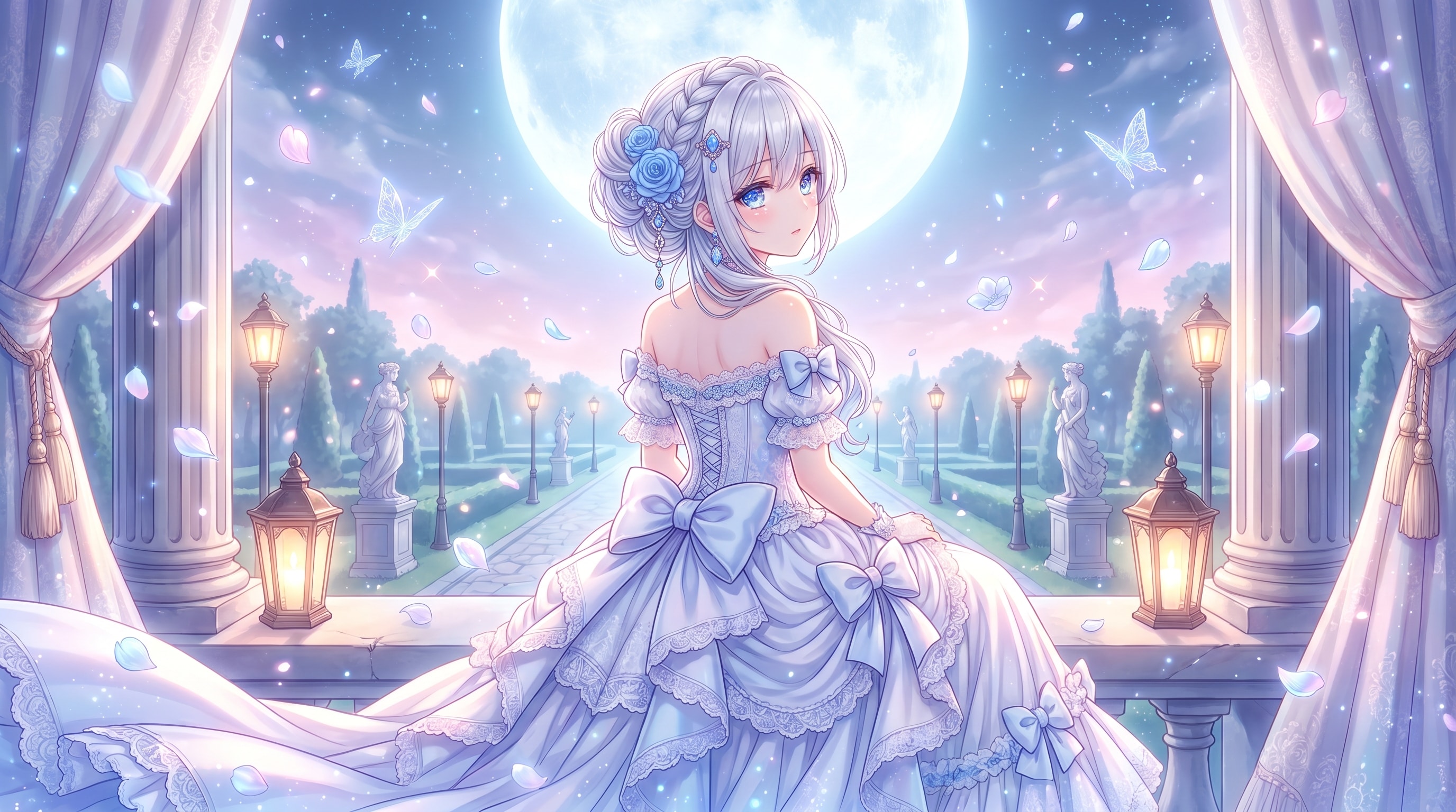 蒼月薔薇の回廊 | の人気AIイラスト・グラビア