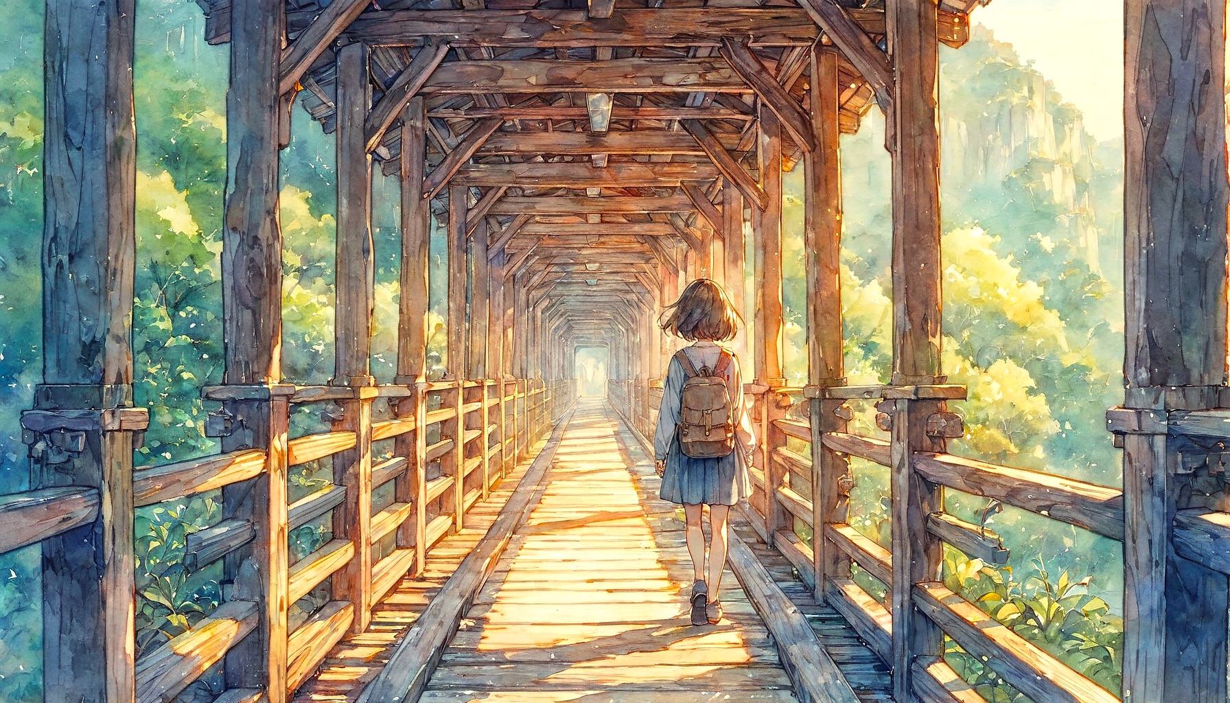 木の橋と少女90 | の人気AIイラスト・グラビア