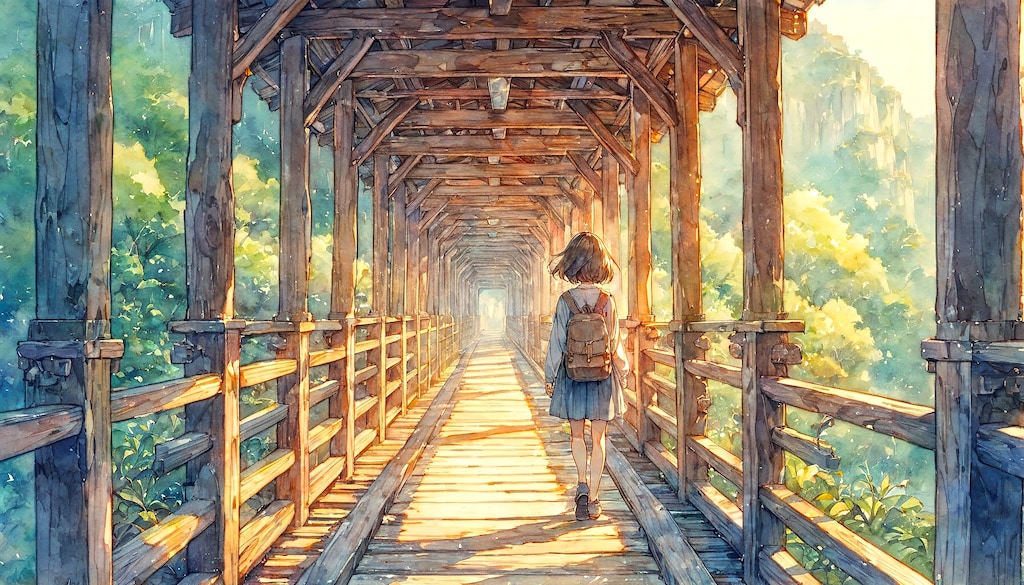 木の橋と少女90