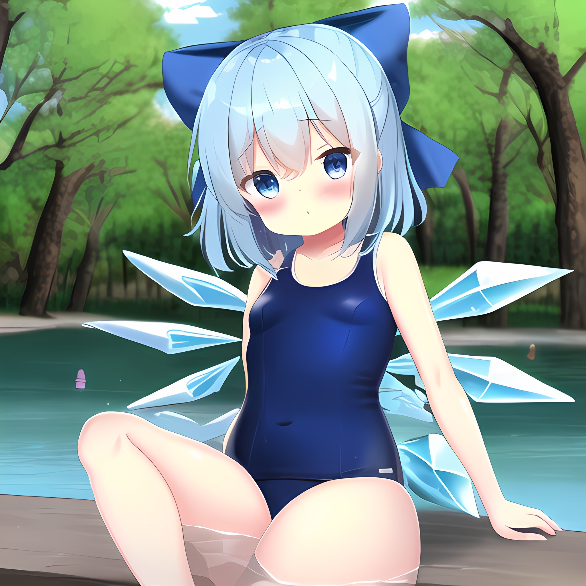 マイクロビキニと旧スクール水着のチルノ