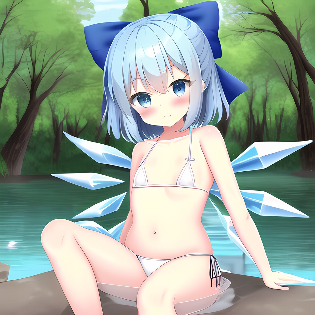 マイクロビキニと旧スクール水着のチルノ